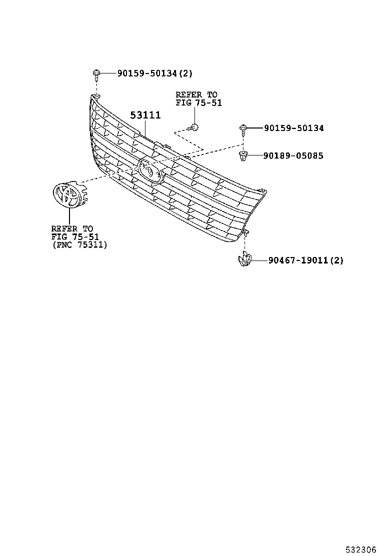 53111-26331 GRILLE, RADIATOR product image