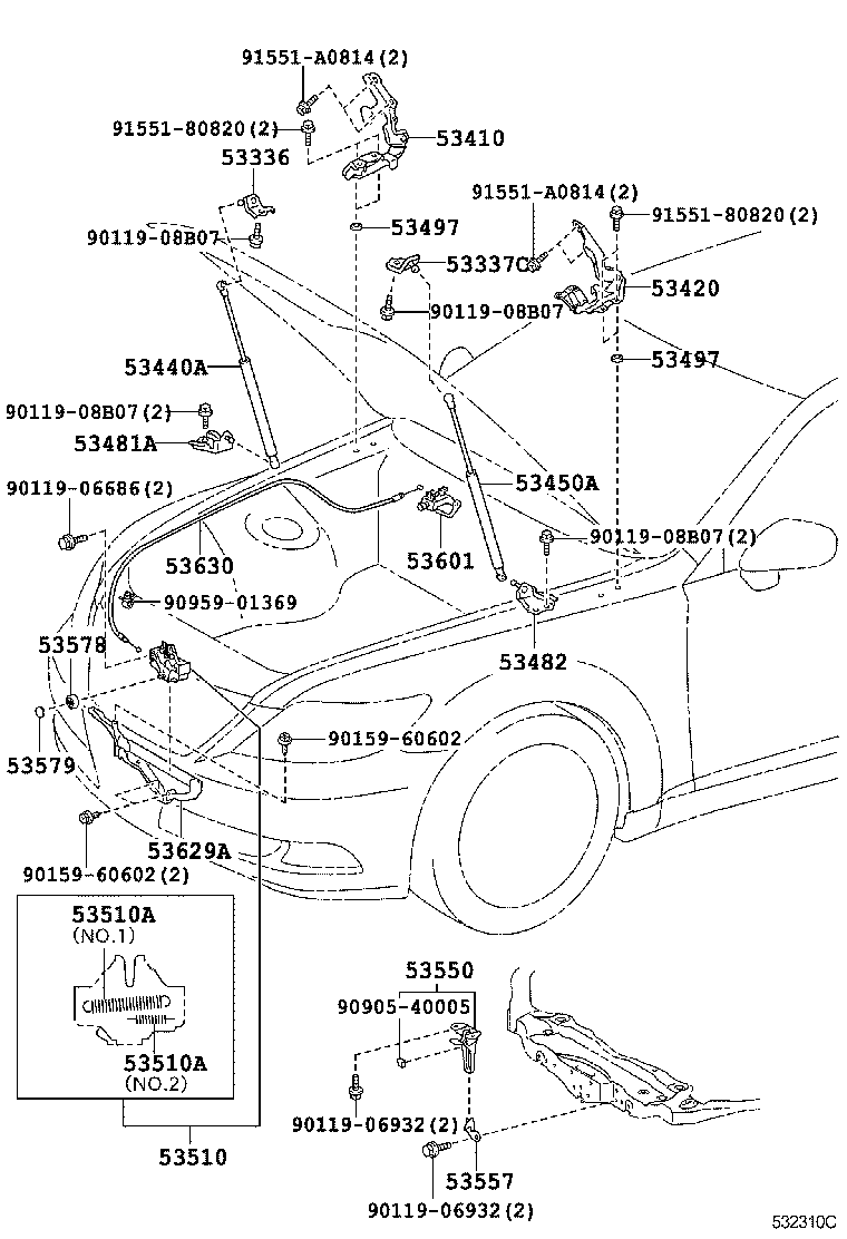 53510-50112 LOCK ASSY, HOOD product image