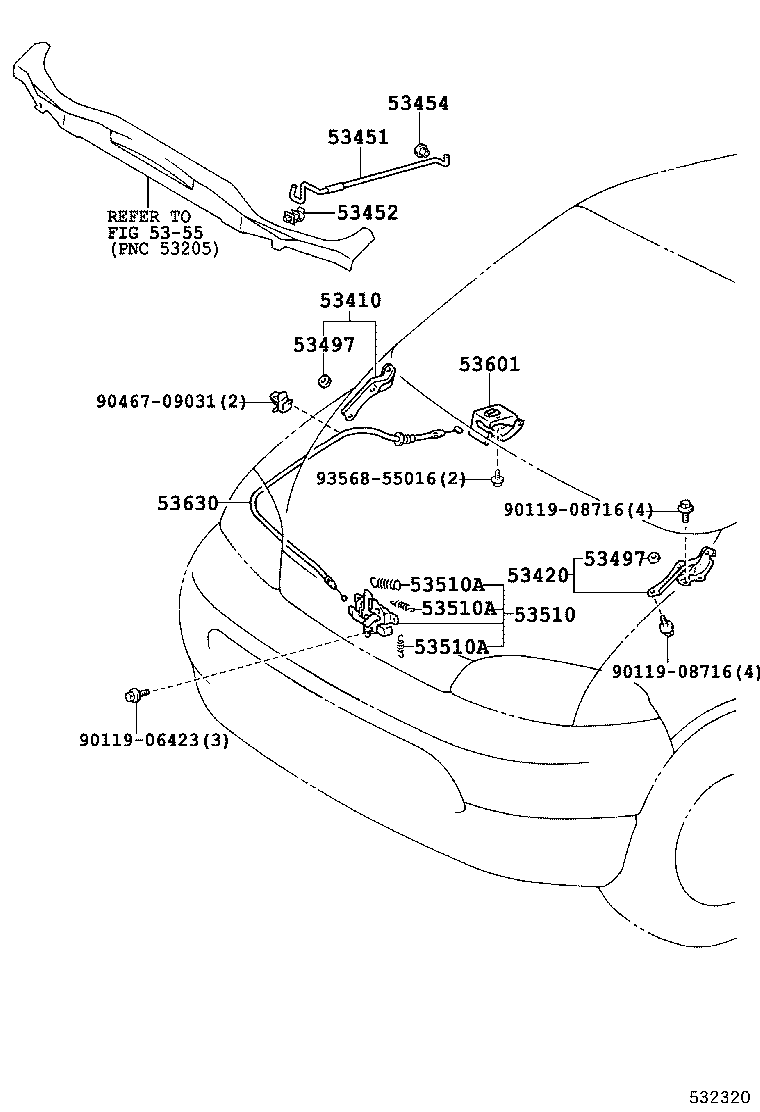 53451-26040 ROD, HOOD SUPPORT product image