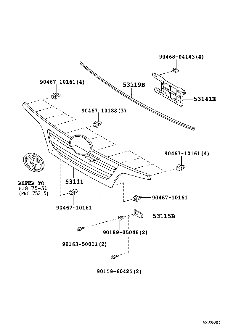 53111-37460 GRILLE, RADIATOR product image