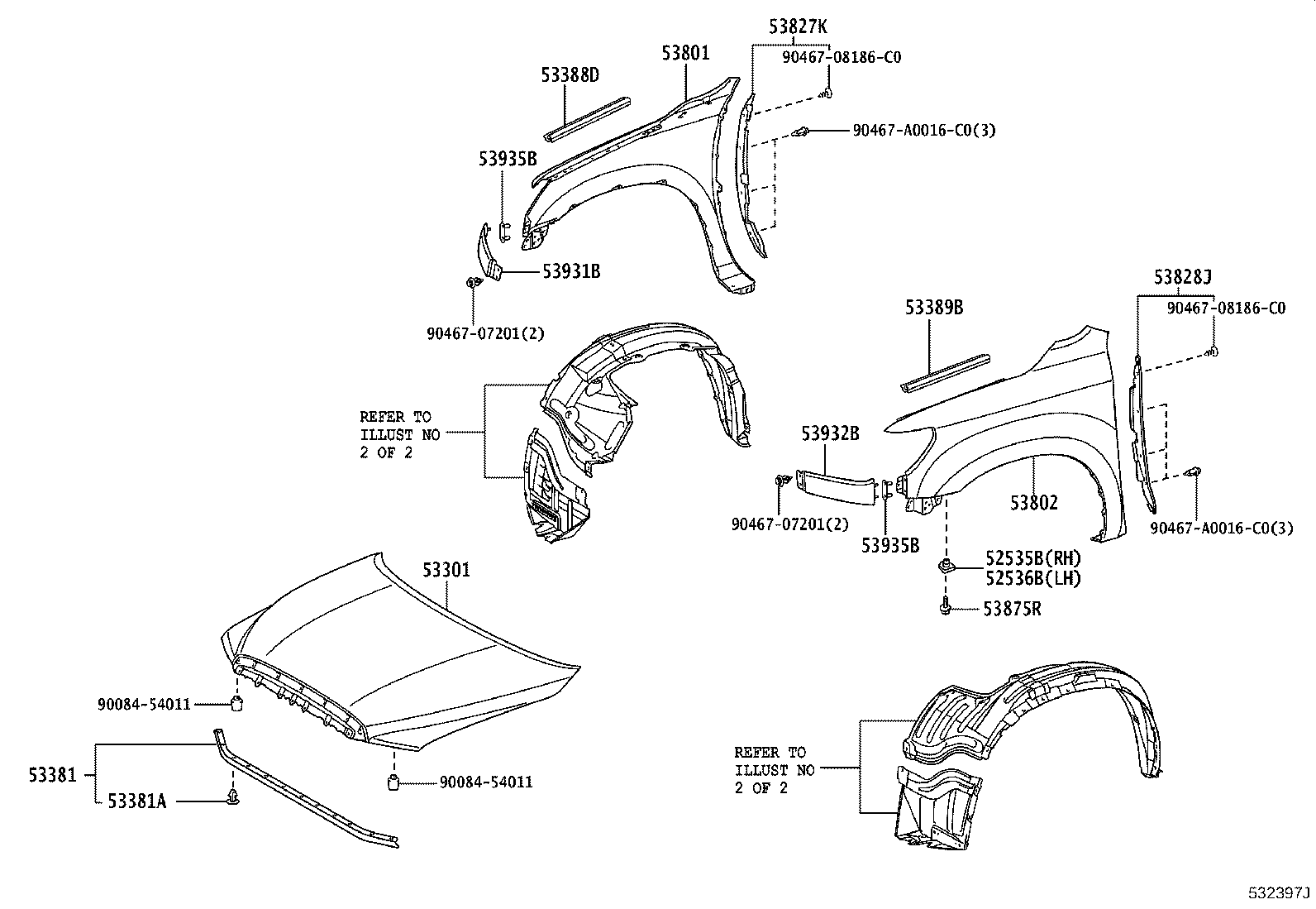 Toyota 53801-0C190 FENDER SUB-ASSY, FRONT RH