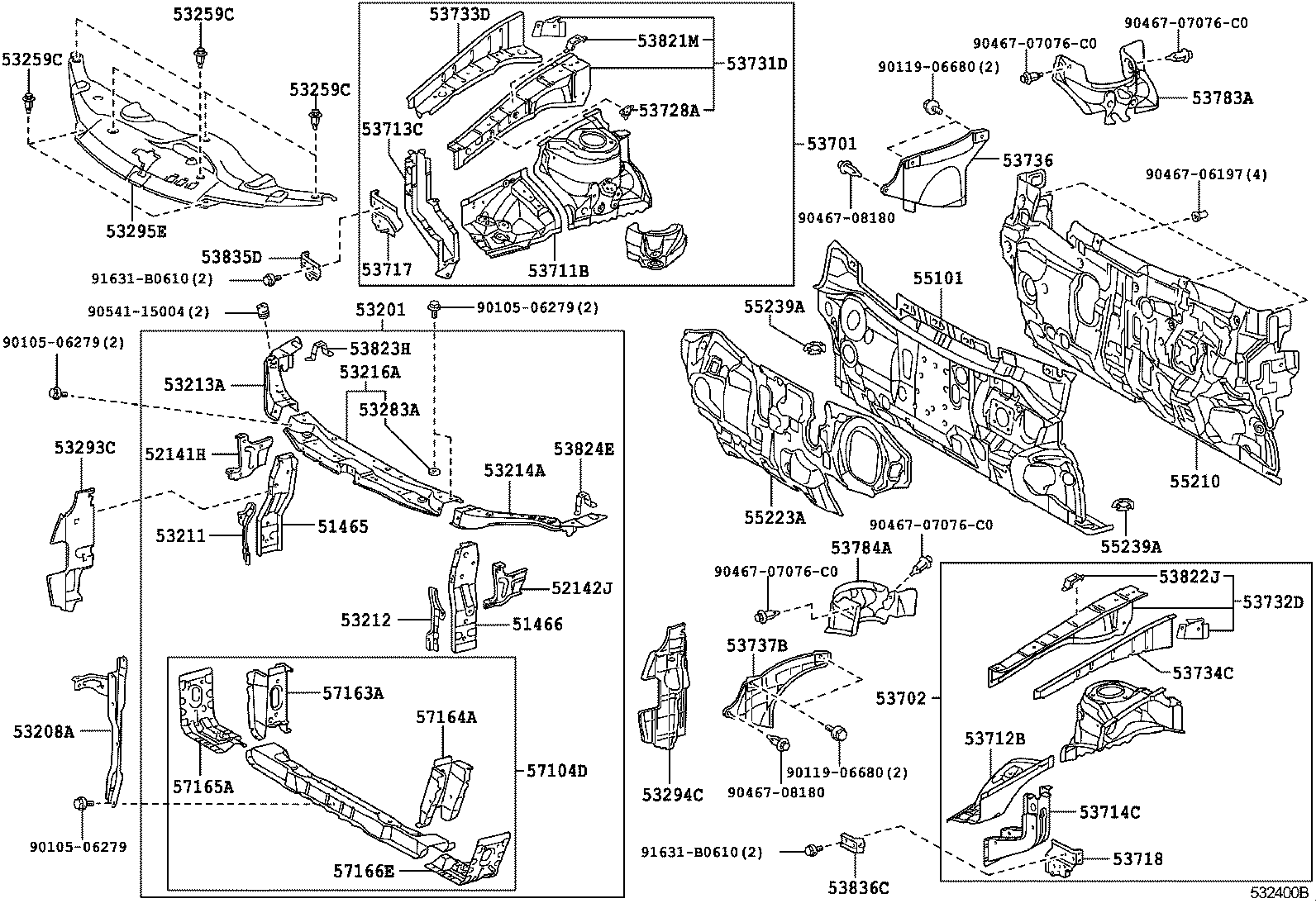 53701-06140 APRON SUB-ASSY, FRONT FENDER, RH product image