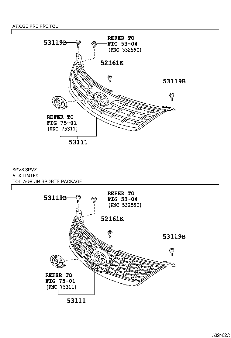 53101-06130 GRILLE, RADIATOR product image