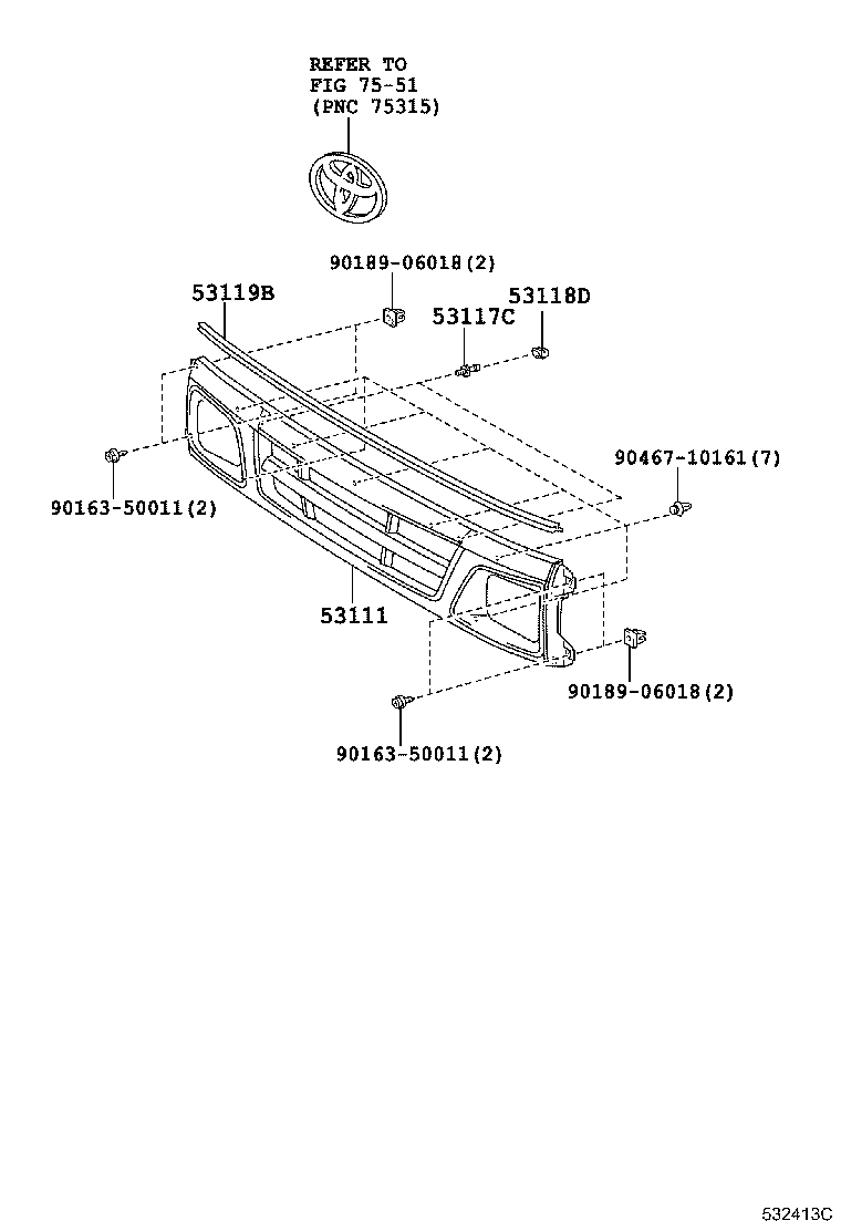 53111-37700 GRILLE, RADIATOR product image