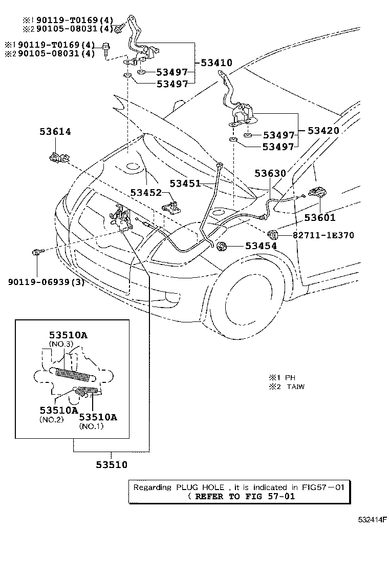 53630-0D080 CABLE ASSY, HOOD LOCK CONTROL product image