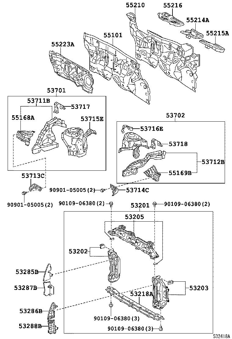53702-0D090 APRON SUB-ASSY, FRONT FENDER, LH product image