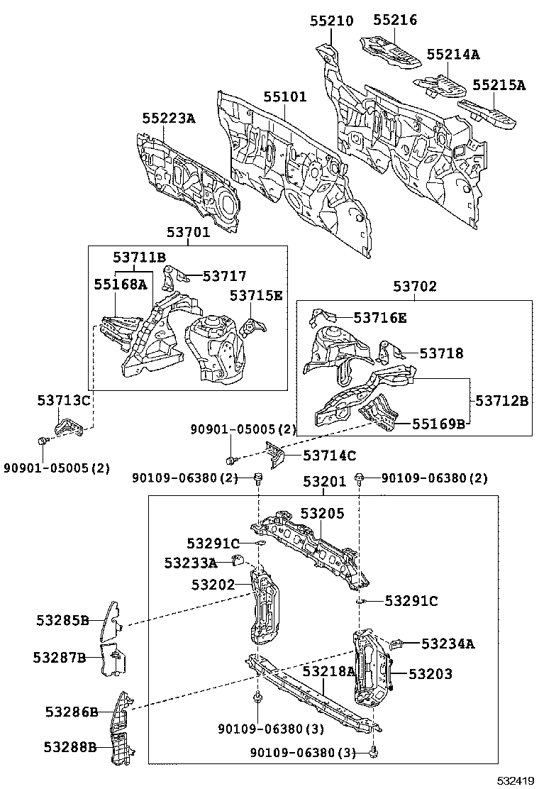 53702-0D090 APRON SUB-ASSY, FRONT FENDER, LH product image