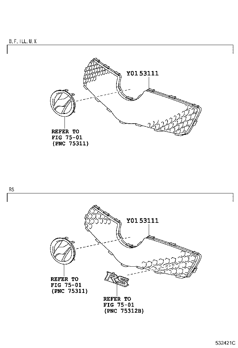53111-52480-B0 GRILLE, RADIATOR product image