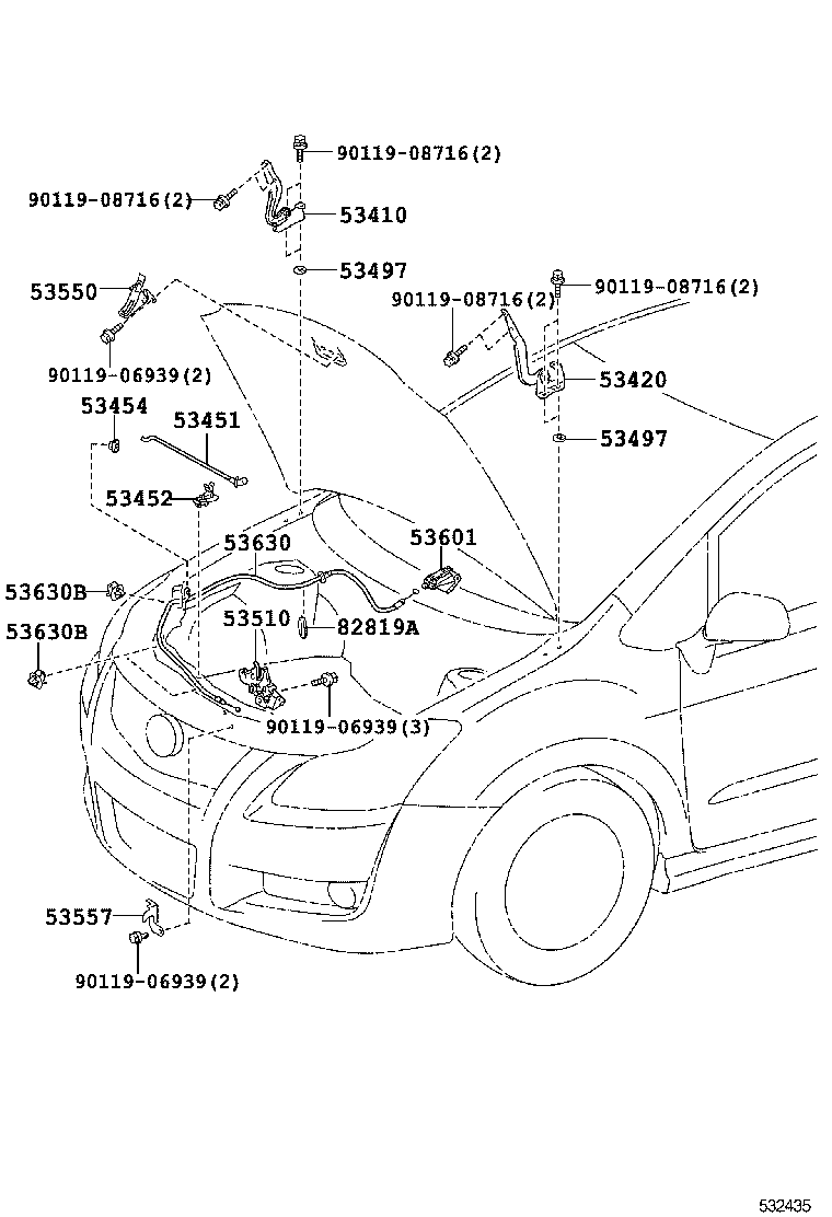 53550-12031 HOOK ASSY, HOOD AUXILIARY CATCH product image
