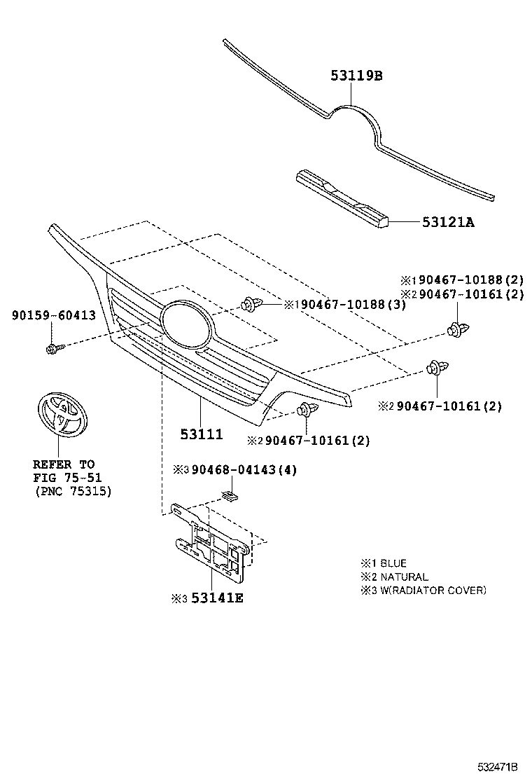 53115-37050 BRACKET, RADIATOR GRILLE product image
