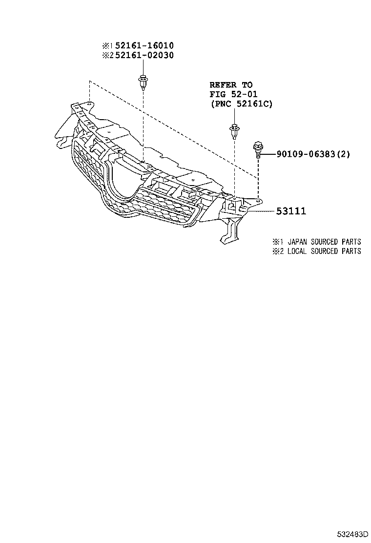 53121-02110 MOULDING, RADIATOR GRILLE product image