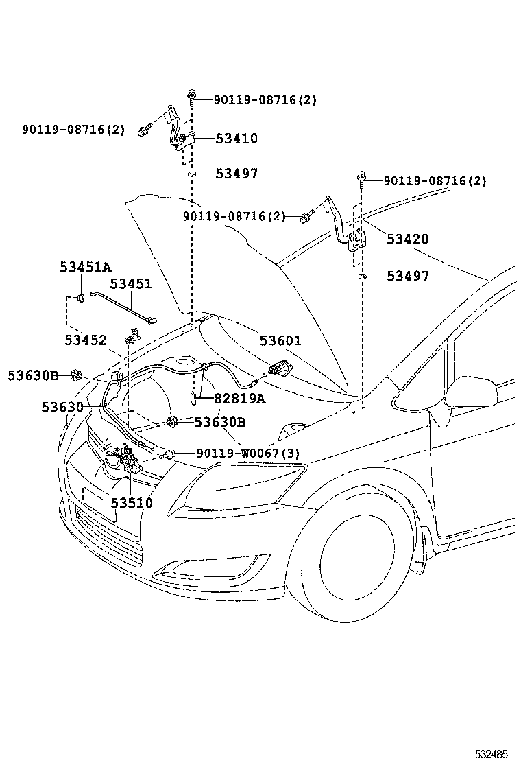 53510-02460 LOCK ASSY, HOOD product image