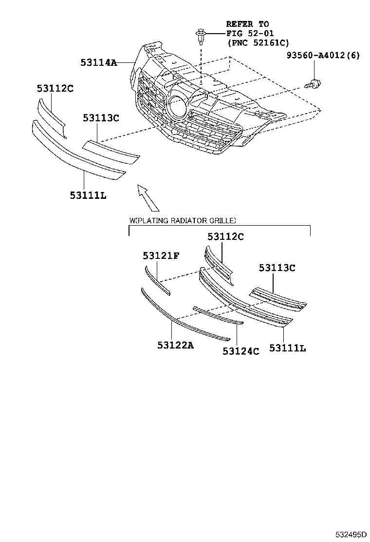 53113-12110 GRILLE, RADIATOR, LOWER LH product image