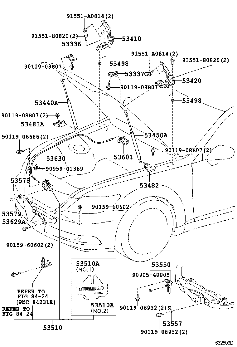 53601-52010-A5 LEVER SUB-ASSY, HOOD LOCK CONTROL product image