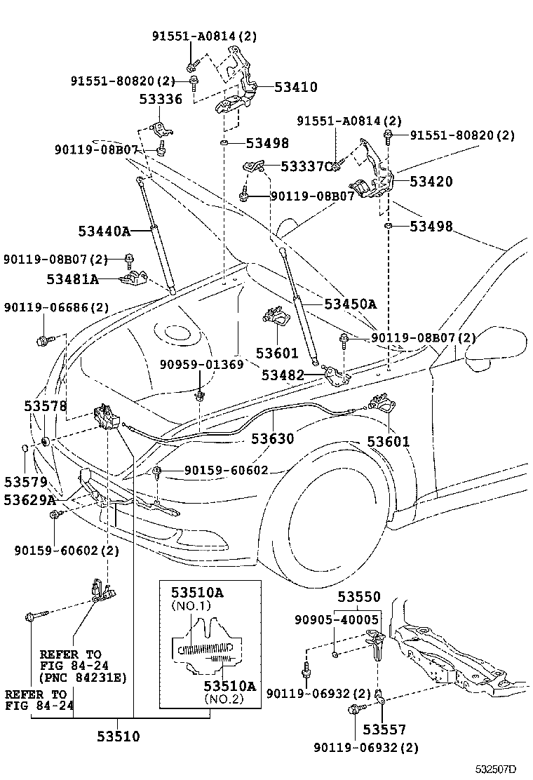 53601-52010-A5 LEVER SUB-ASSY, HOOD LOCK CONTROL product image