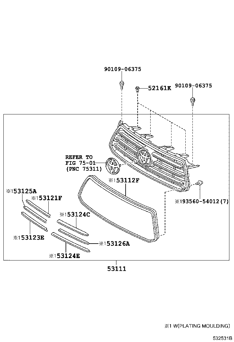 53101-48350 GRILLE, RADIATOR product image