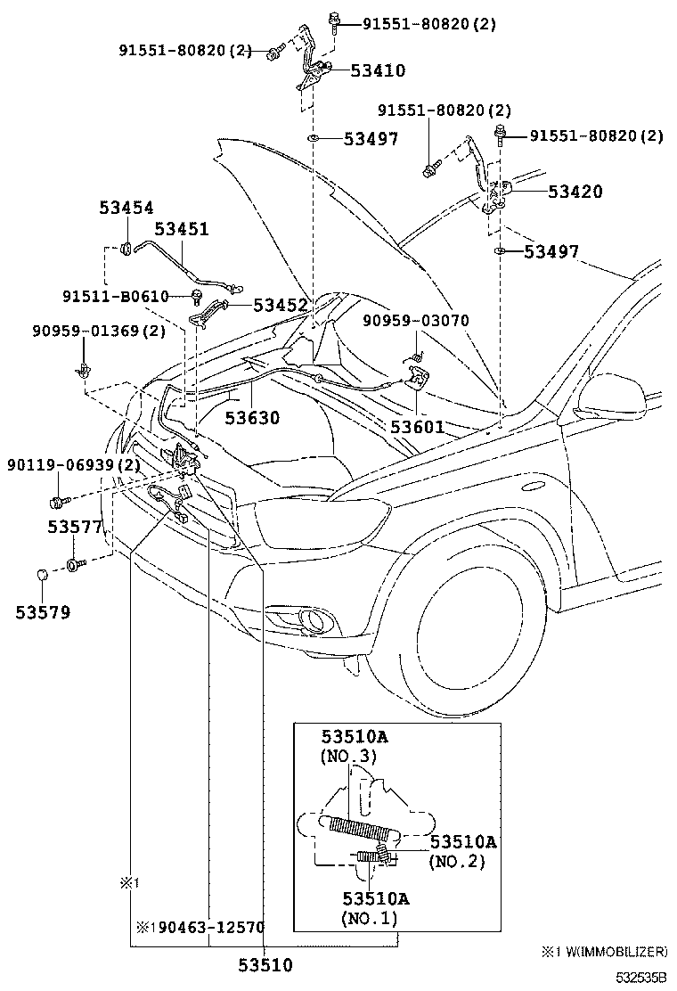 53510-48191 LOCK ASSY, HOOD product image
