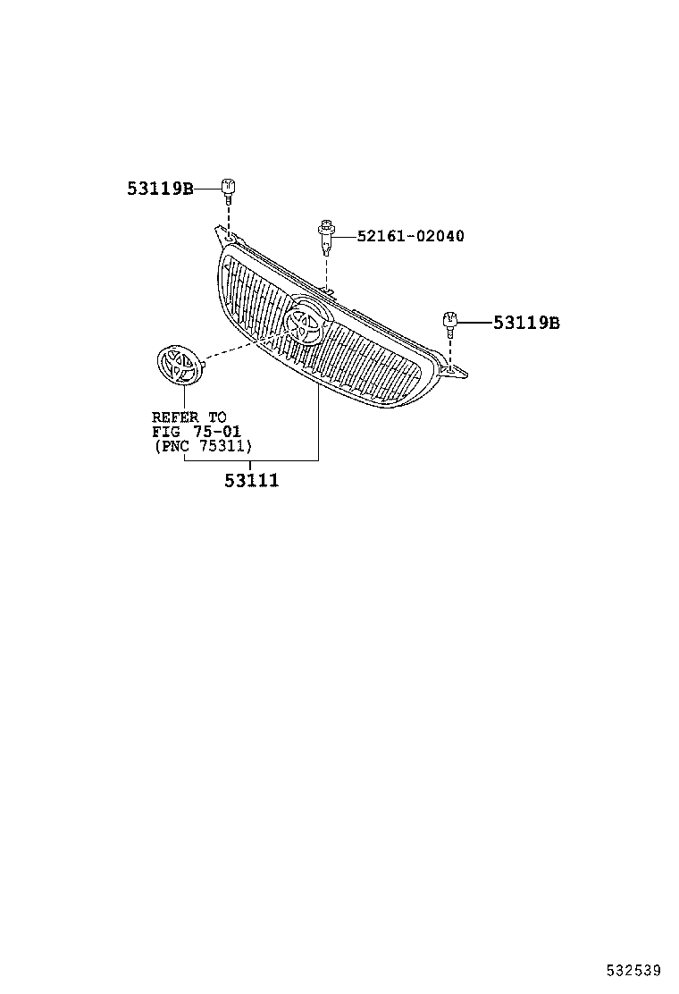 53101-YK020 GRILLE, RADIATOR product image