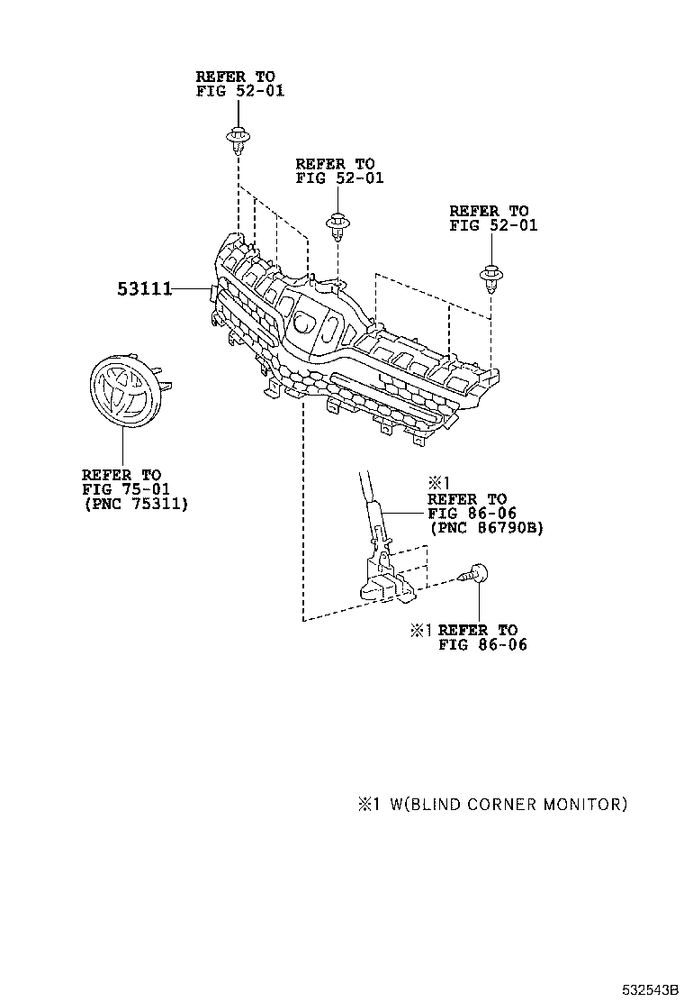 53111-0F030 GRILLE, RADIATOR product image