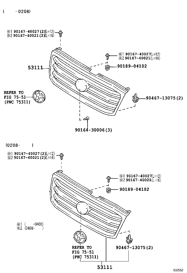 53101-60300 GRILLE, RADIATOR product image