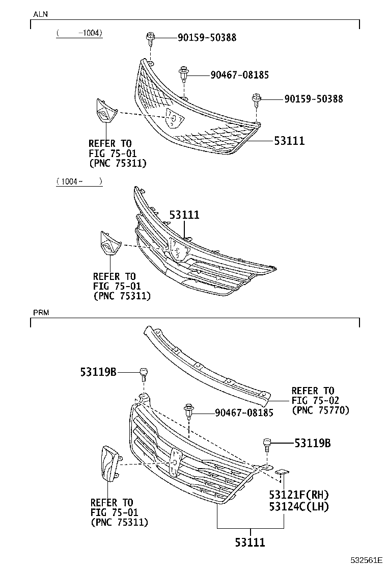 53101-20770 GRILLE, RADIATOR product image