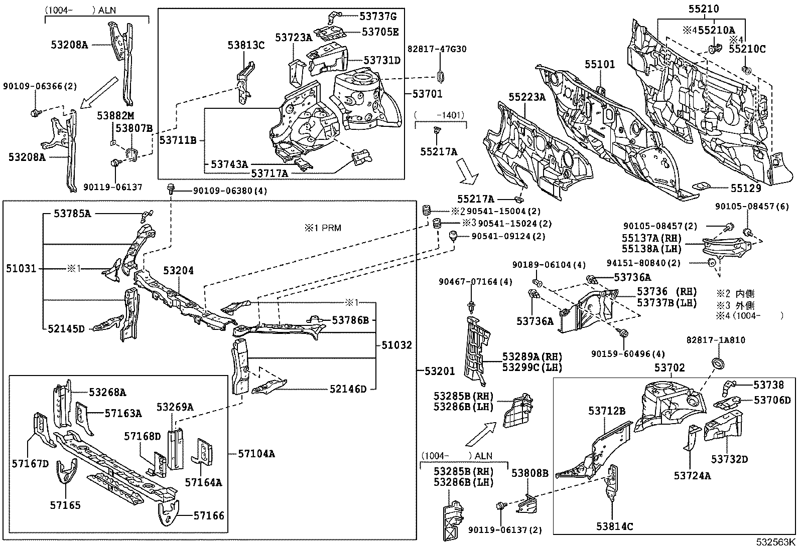 53701-20840 APRON SUB-ASSY, FRONT FENDER, RH product image