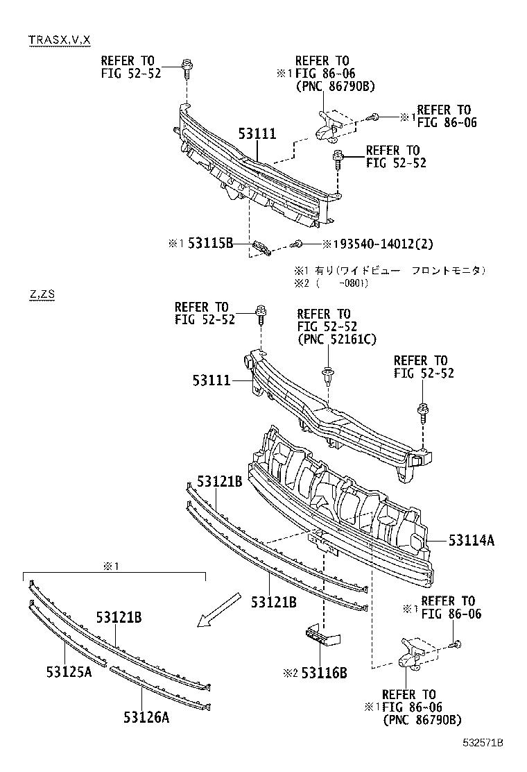 53101-28540 GRILLE, RADIATOR product image
