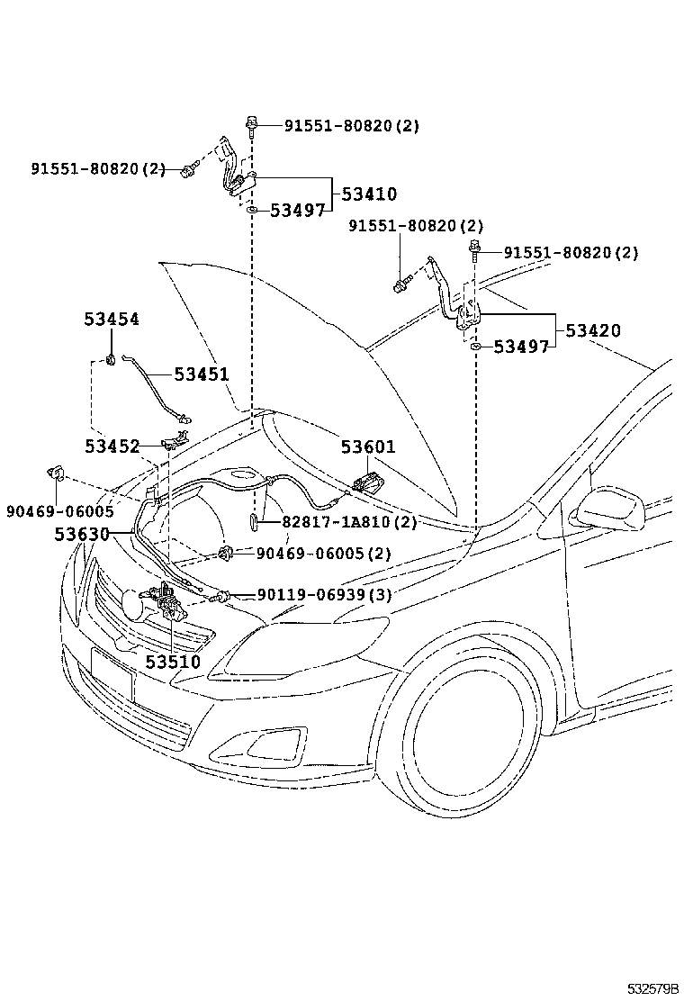 53440-02110 ROD, HOOD SUPPORT product image