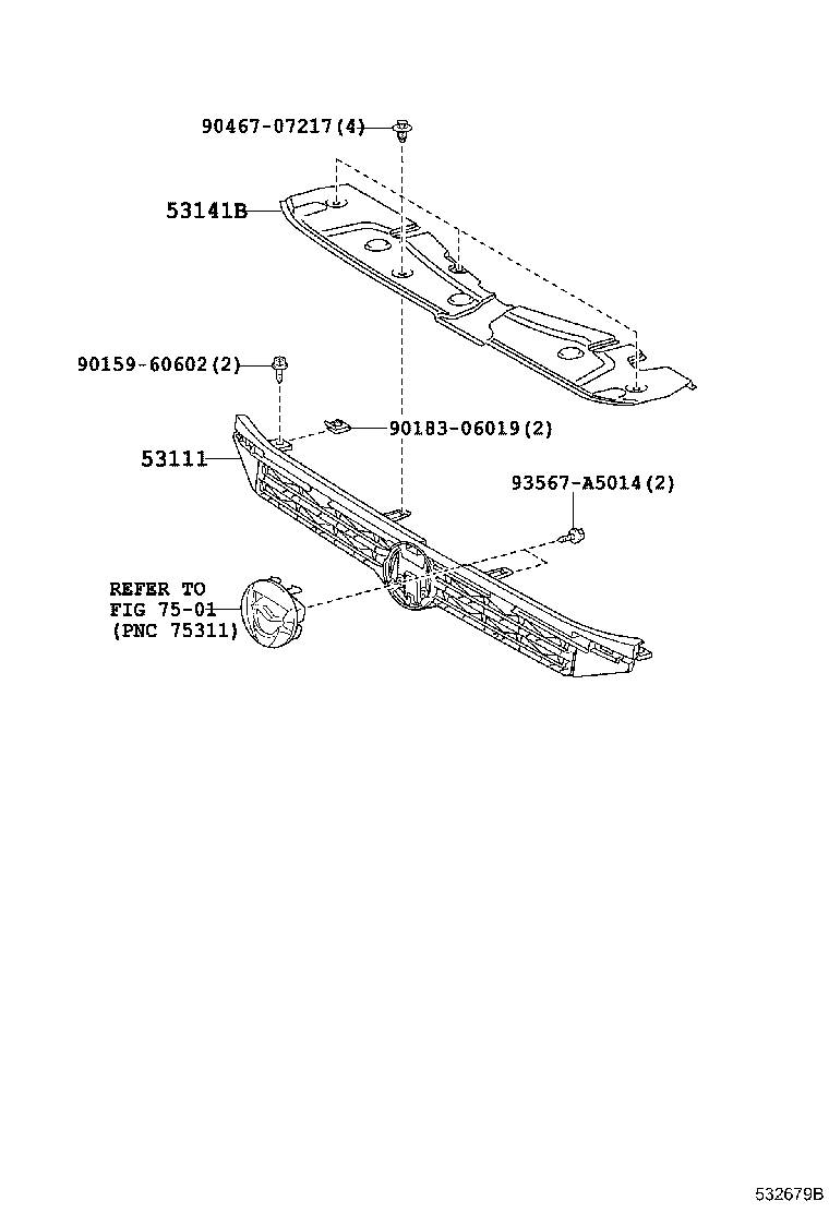 53141-12210 GARNISH, RADIATOR GRILLE, NO.1 product image