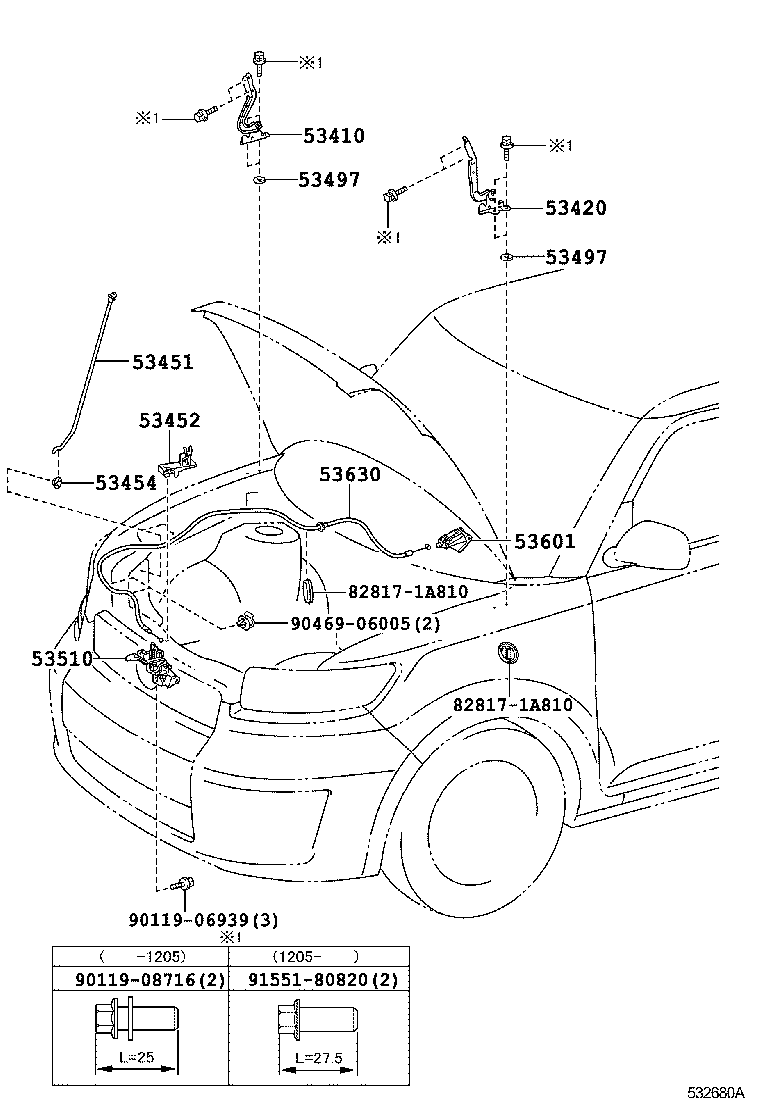 53440-12110 ROD, HOOD SUPPORT product image