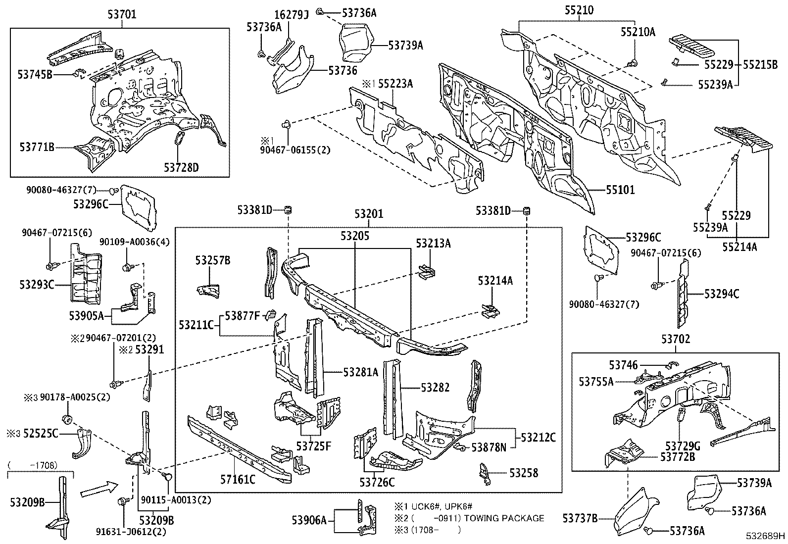 Toyota 53209-0C070 BRACE SUB-ASSY, HOOD LOCK SUPPORT