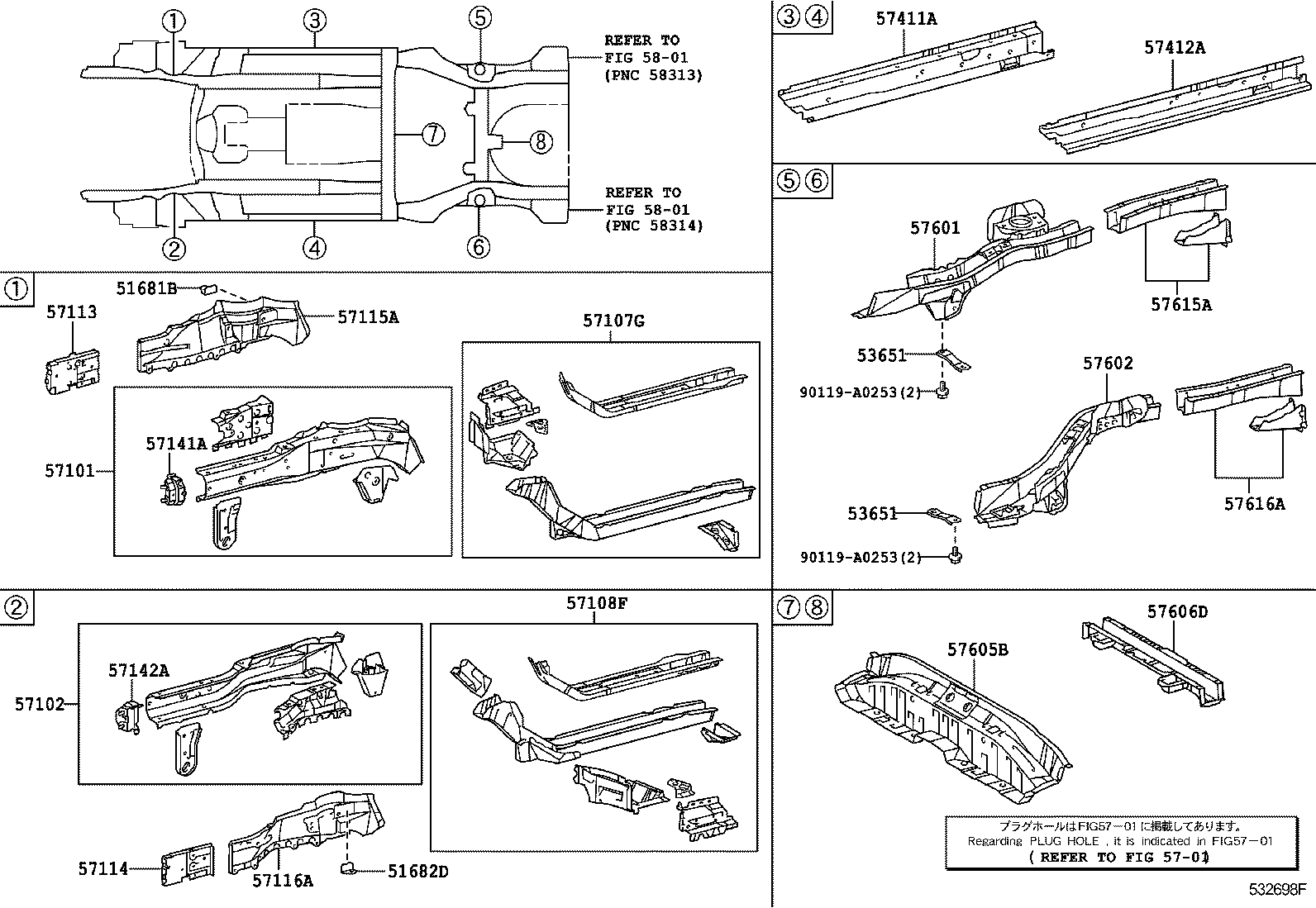 Toyota 57101-02916 MEMBER SUB-ASSY, FRONT SIDE, RH
