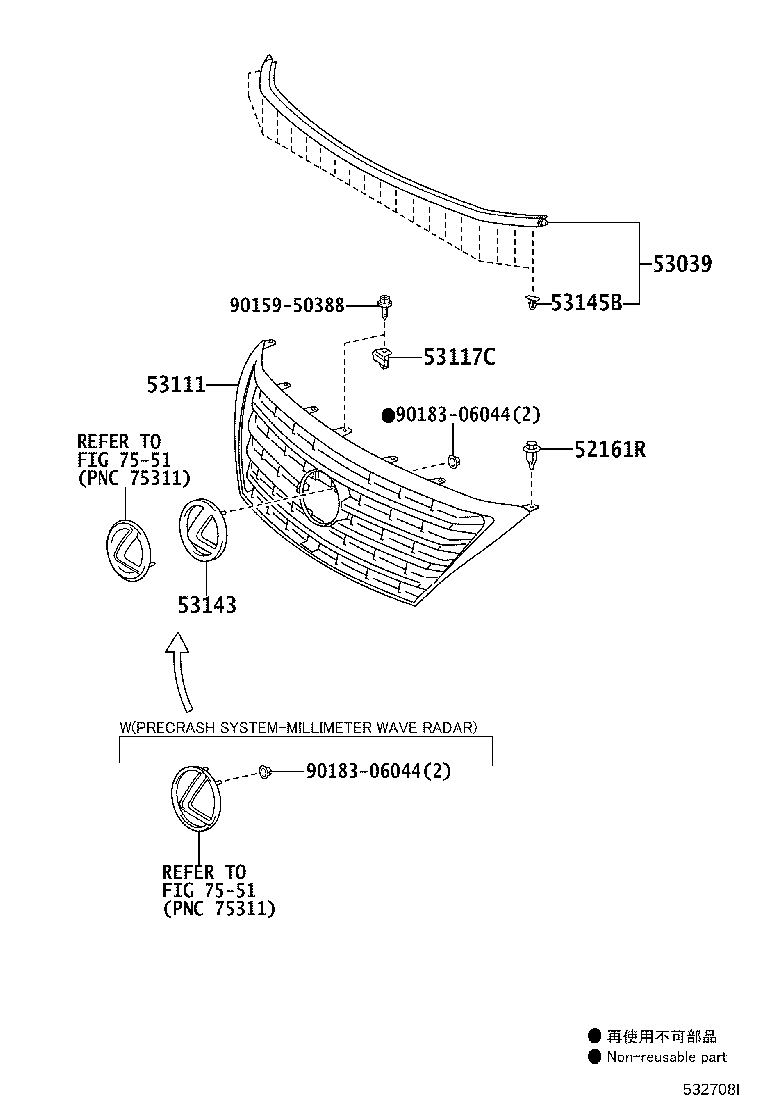 53101-60906 GRILLE, RADIATOR product image
