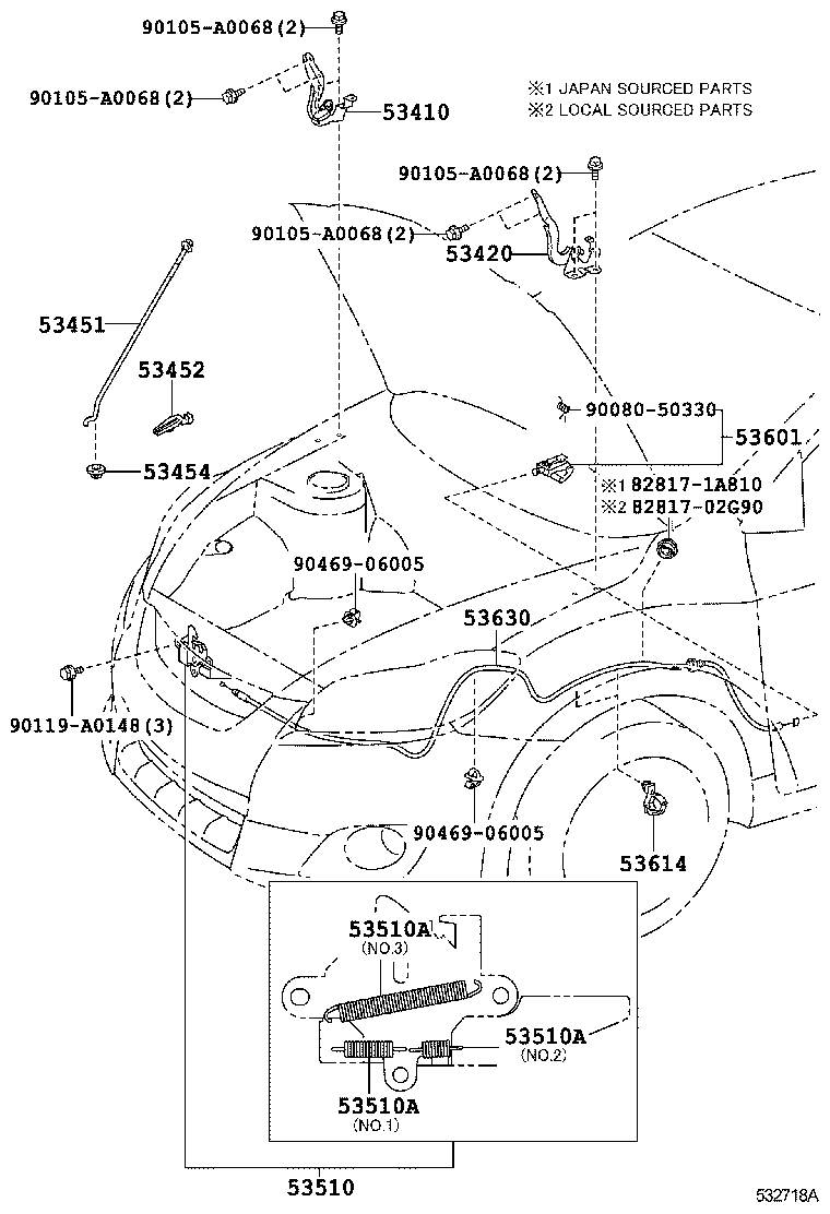 Toyota 53420-02170 HINGE ASSY, HOOD, LH