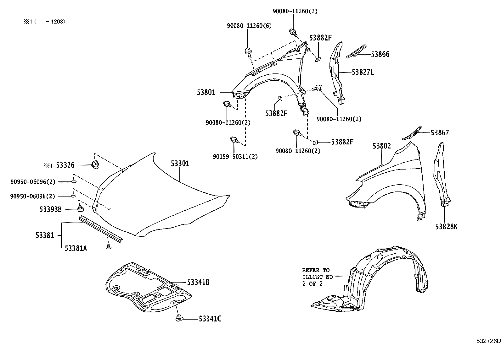 Toyota 53867-02030 SEAL, FRONT FENDER TO COWL SIDE, LH