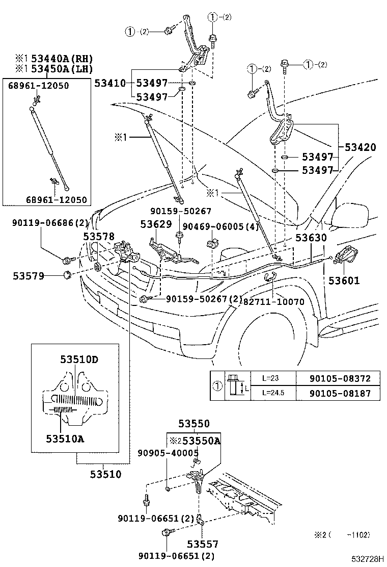 53630-0G030 CABLE ASSY, HOOD LOCK CONTROL product image