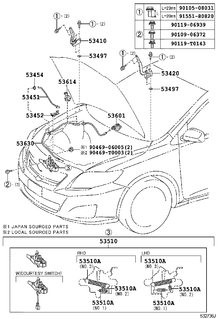 53440-02140 ROD, HOOD SUPPORT product image