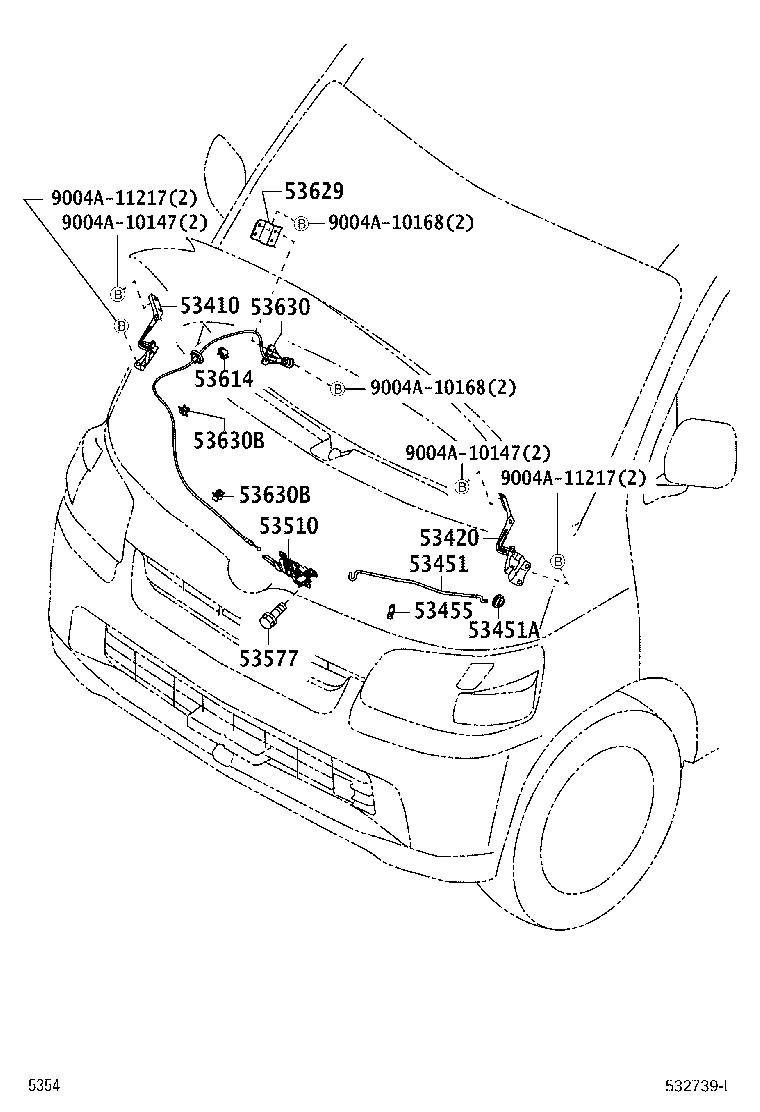 53440-BZ080 ROD, HOOD SUPPORT product image