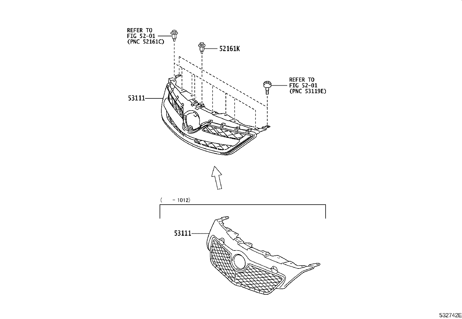 Toyota 53114-12160 GRILLE, RADIATOR, INNER