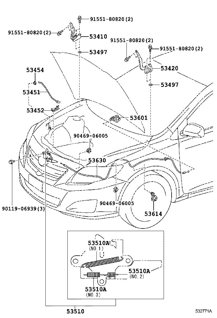 Toyota 53420-02230 HINGE ASSY, HOOD, LH