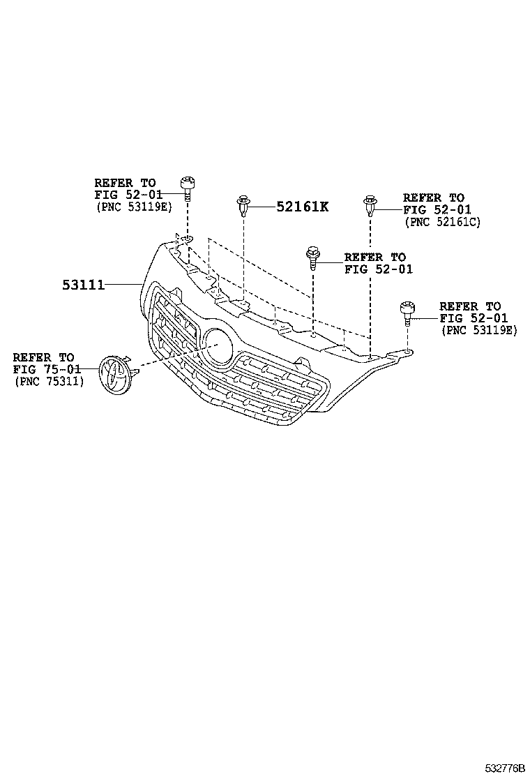Toyota 53100-02340 GRILLE, RADIATOR