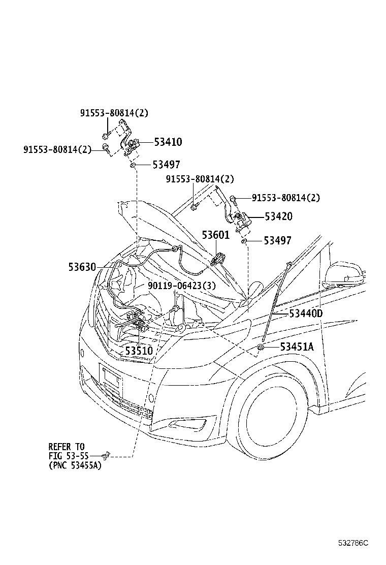 53630-58040 CABLE ASSY, HOOD LOCK CONTROL product image