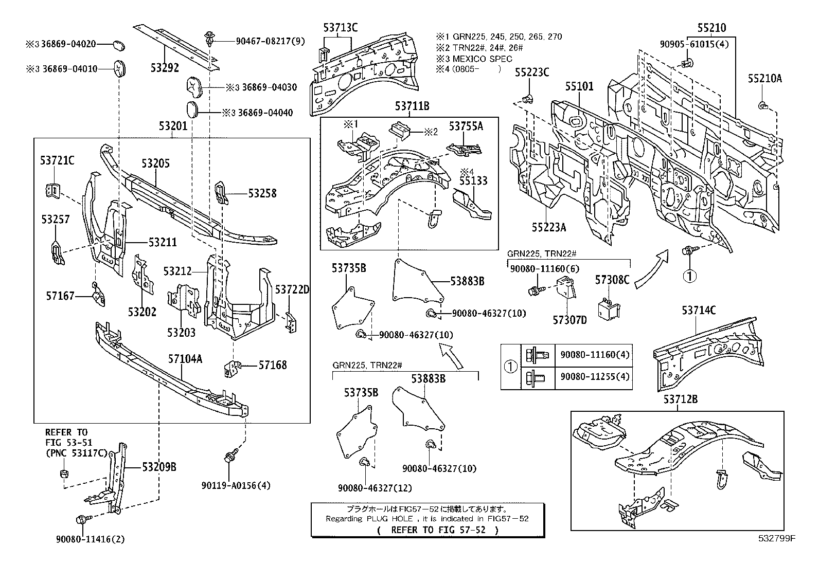 Toyota 53705-04900 MEMBER SUB-ASSY, FRONT APRON TO COWL SIDE, RH