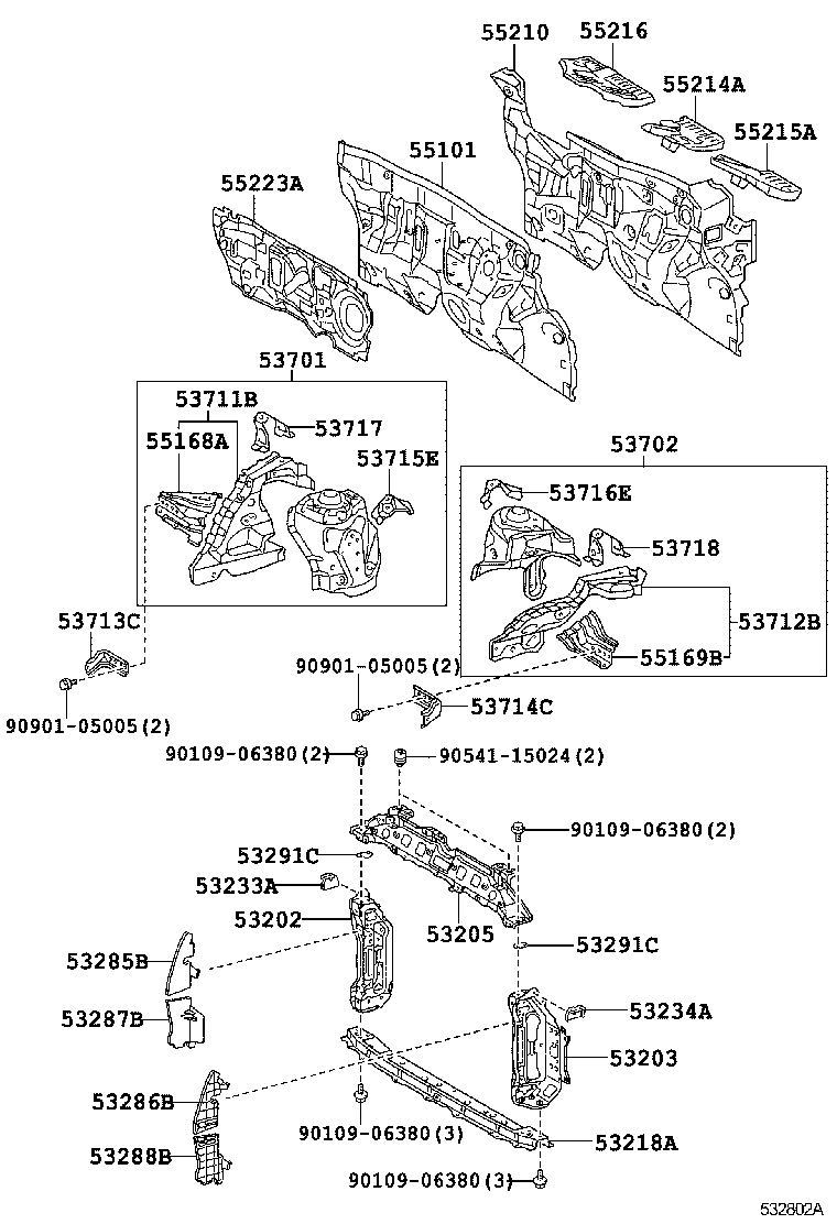 53702-0D170 APRON SUB-ASSY, FRONT FENDER, LH product image