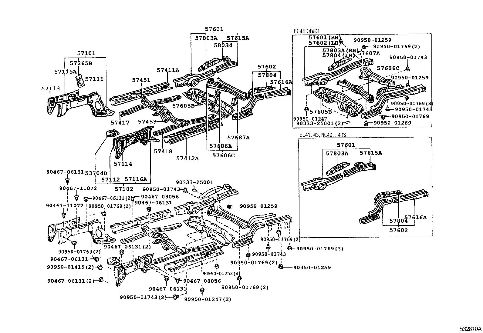 57601-16170 MEMBER SUB-ASSY, REAR FLOOR SIDE, RH product image