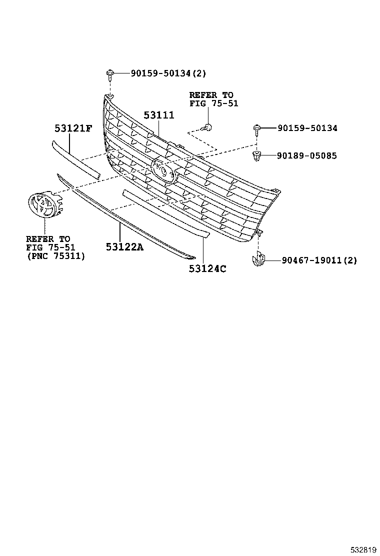 53111-26331 GRILLE, RADIATOR product image