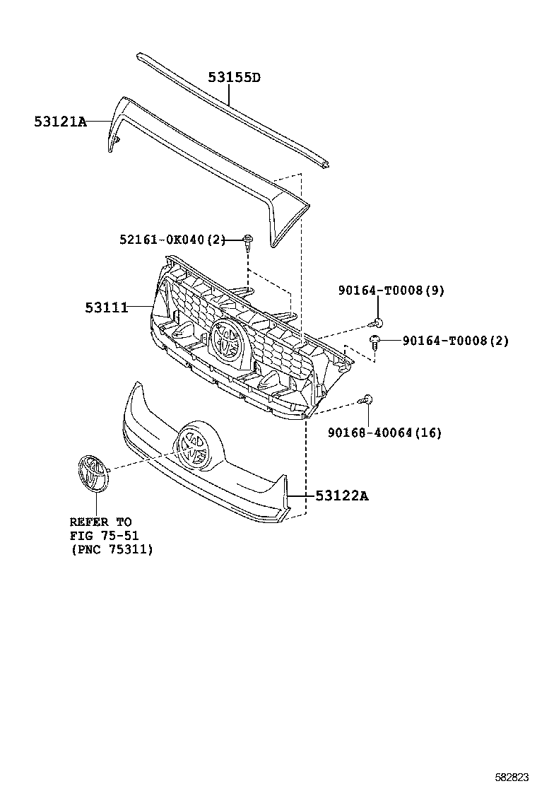 53111-0K010 GRILLE, RADIATOR product image