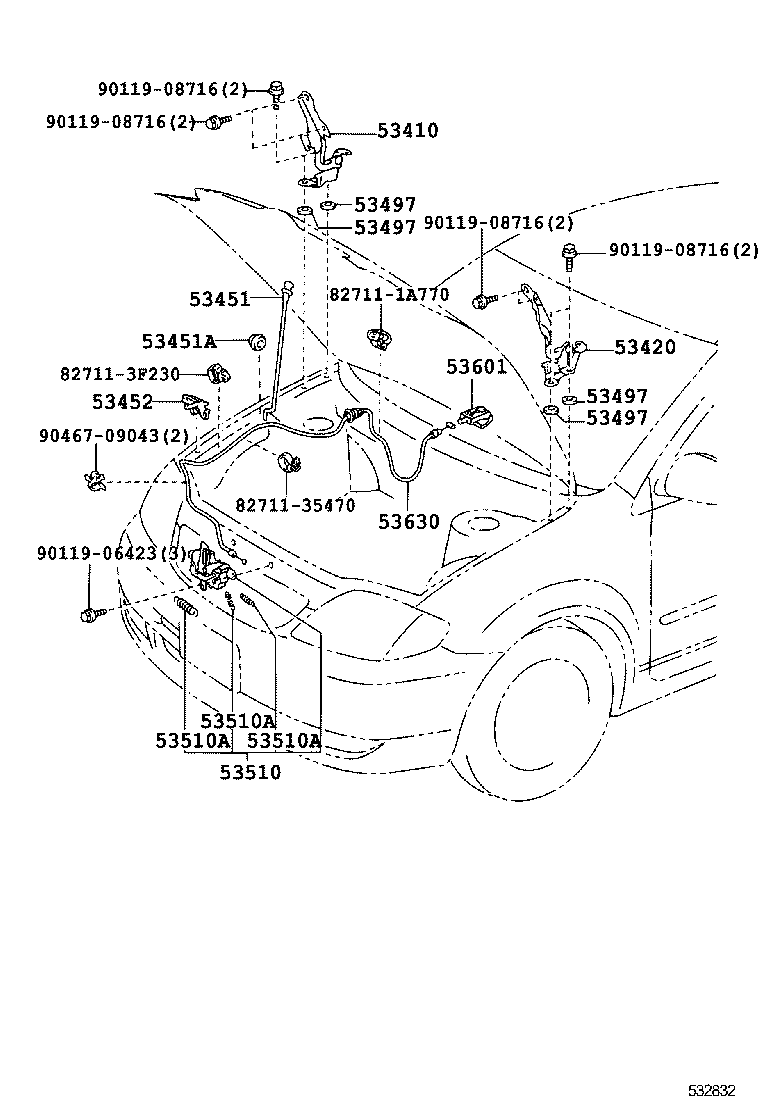 53510-12830 LOCK ASSY, HOOD product image