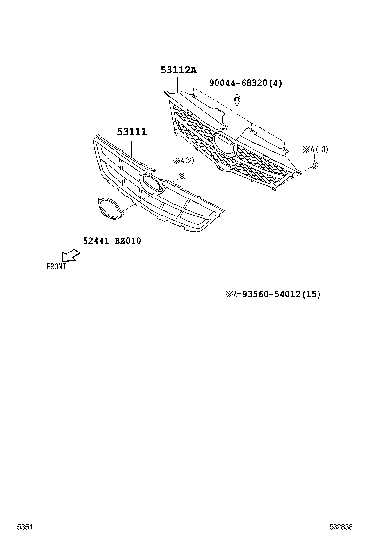 53124-BZ010 MOULDING, RADIATOR GRILLE, LOWER LH product image