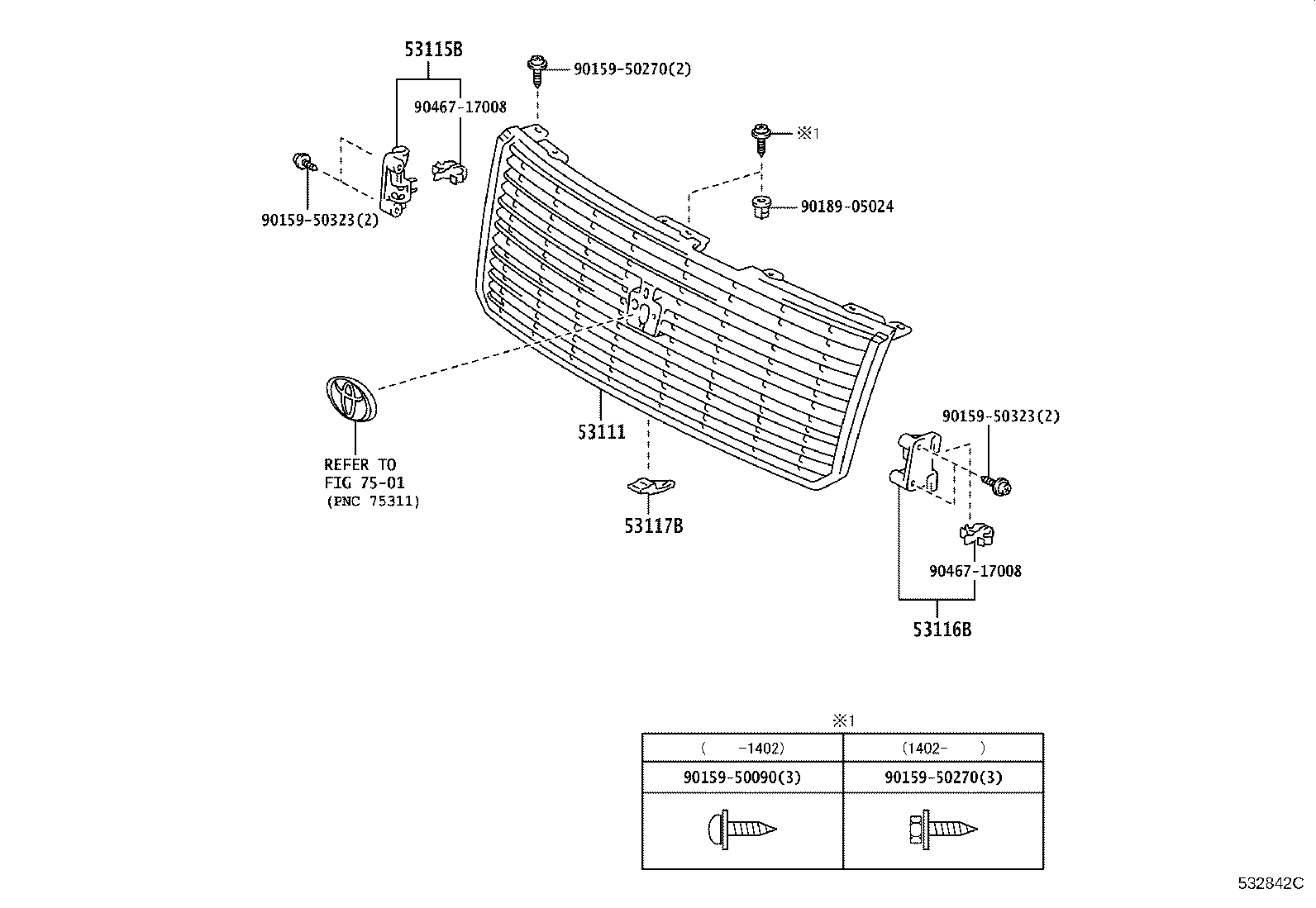 53111-43010 GRILLE, RADIATOR product image